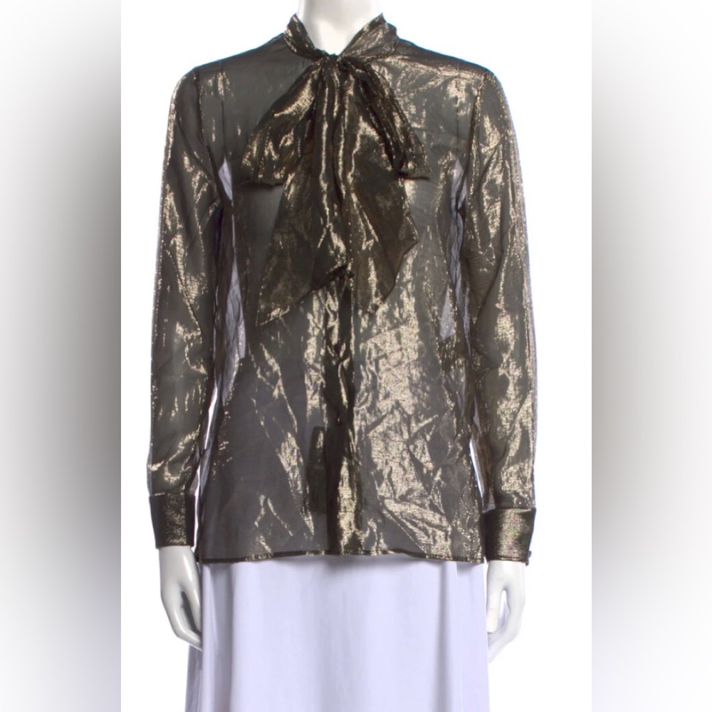 NWT Saint Laurent lavallière /Bow Blouse. French Sz 40